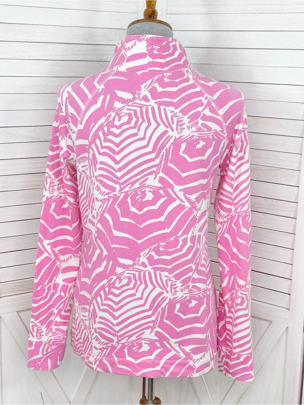Lilly Pulitzer Skipper Half Zip Pullover Top Pink Umbrella Small Athletic - Picture 4 of 12